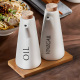 Porcelain Oil Dispenser Set 2 Pcs With Wooden Stand